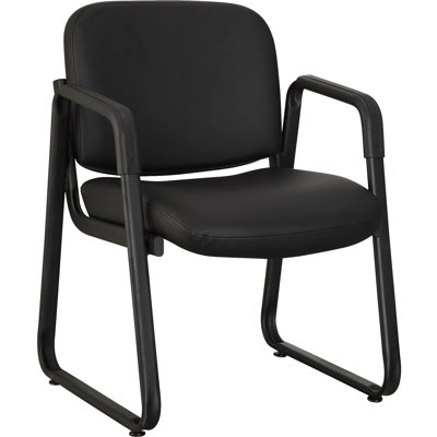 Chaise de salle d'attente en cuir noir avec structure en métal
