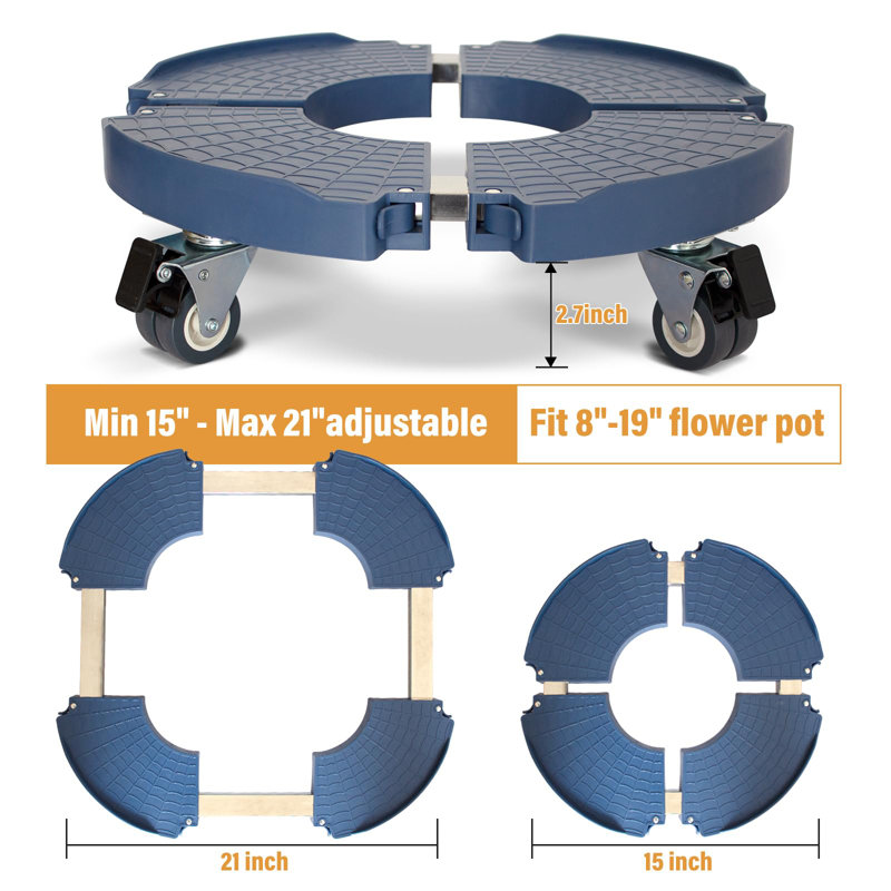 2 Pack Rolling Plant Stand With Wheels, Blue