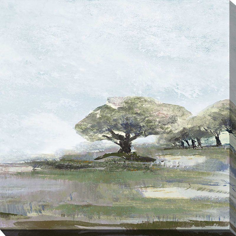 «Rusty Blue Sky II» par Lanie Loreth - Peinture, L 18 po x H 18 po, Toile tendue