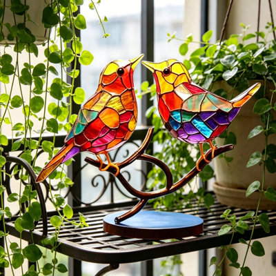 Colorful acrylic bird desktop ornament, suitable for living rooms, offices, study rooms and other home spaces, can also be used as holiday gifts and window displays
