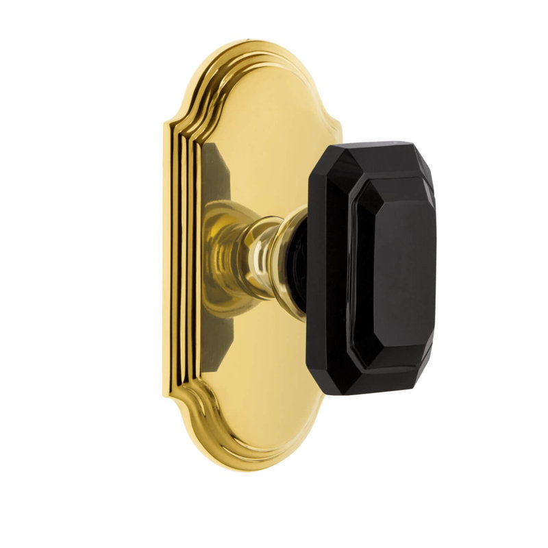 Grandeur Arc Short Plate With Baguette Black Crystal Knob, Lifetime Brass