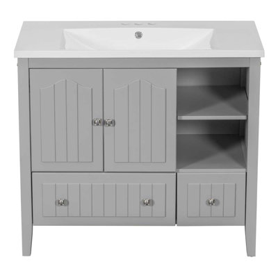 Meuble-lavabo 36 po avec lavabo en céramique et armoire de rangement