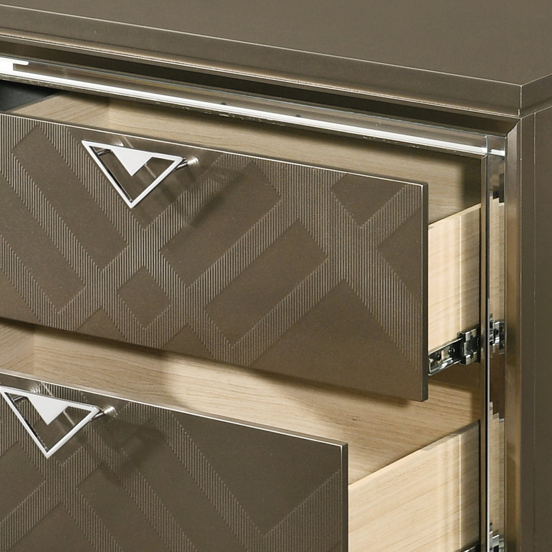 Table de chevet champagne foncé avec caisse en bois