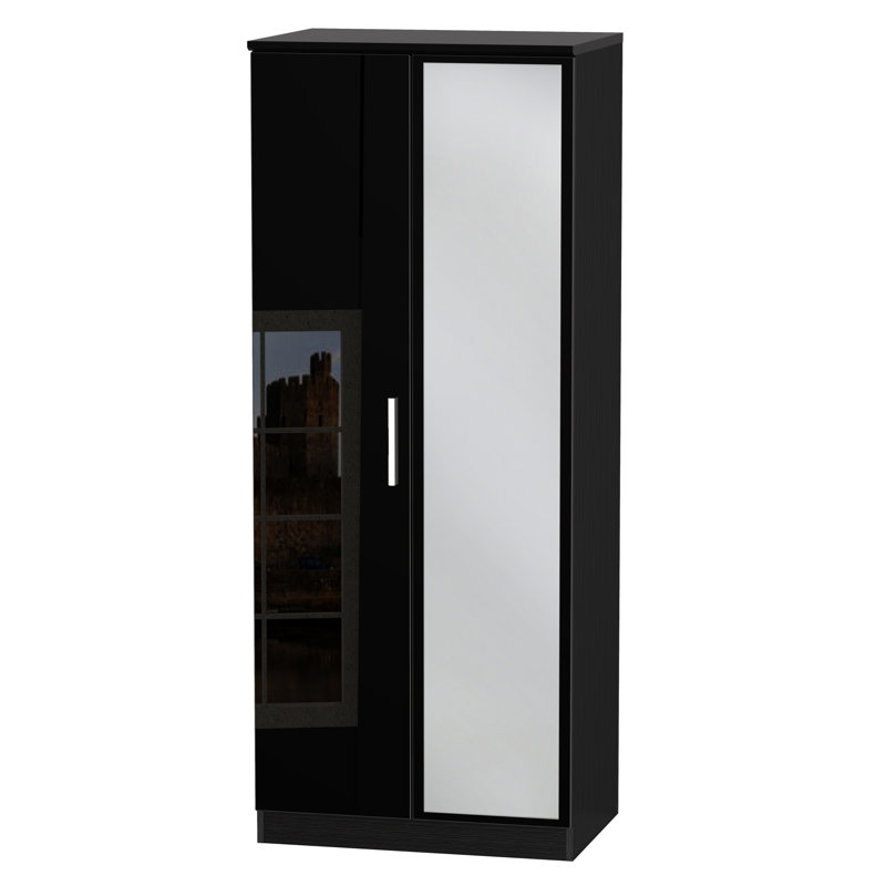 Yvette 2 Door Manufactured Wood Wardrobe, Black