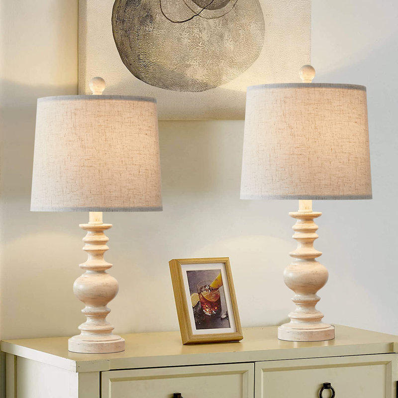 Tradition 20.5/24" Rustic Table Lamp Set Of 2, White, 20.5" H x 10" W x 10" D