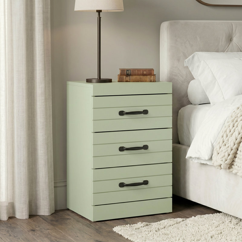 Allington 3 Drawer Bedside Table, Sage Green