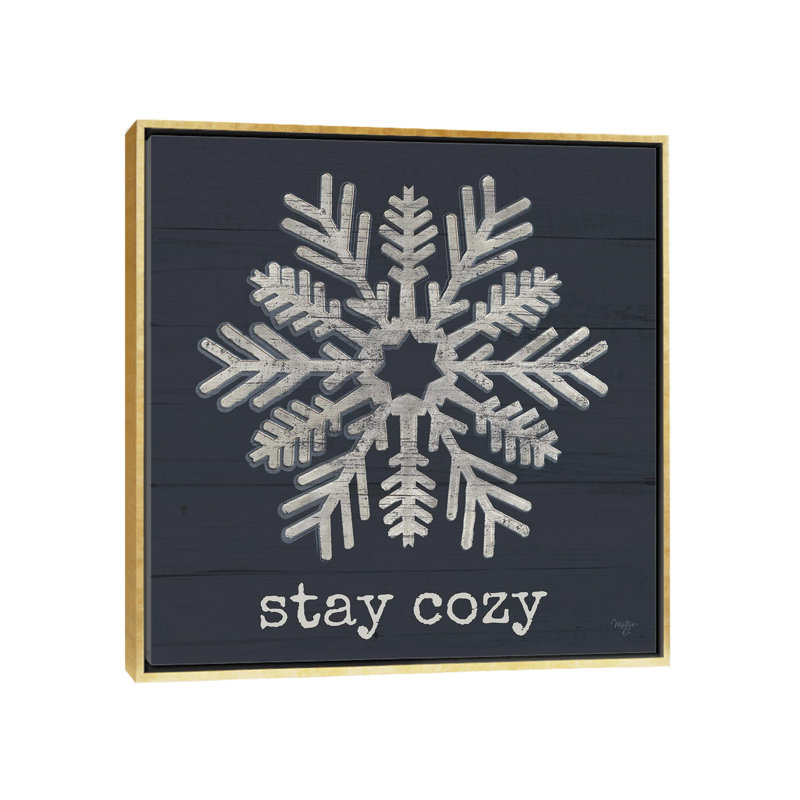 «Stay Cozy Snowflake», reproduction d'art sur toile encadrée, H 37 po x l 37 po, Impression encadrée sans passe-partout, Doré