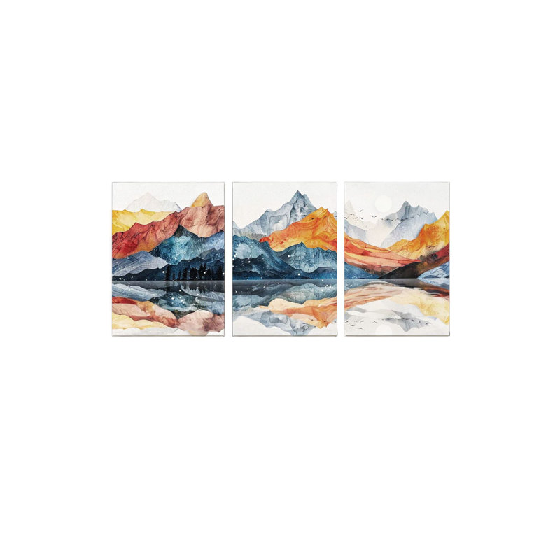 Paquet de 3, art mural abstrait sur toile 16 "x 24"