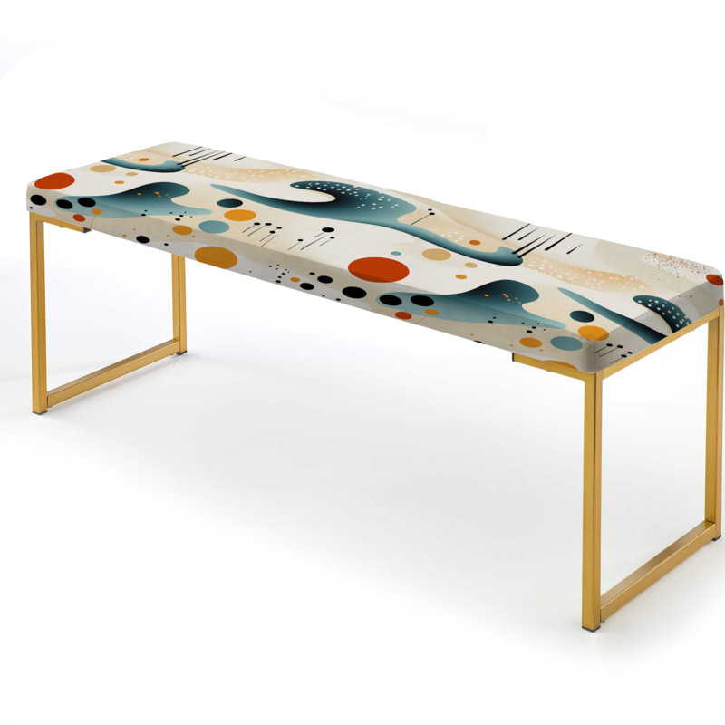 Organic Minimalism - Geometric Upholstered Gold Bench
