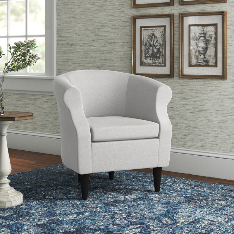Fauteuil demi-tonneau en polyester Adea, Mélange de polyester blanc