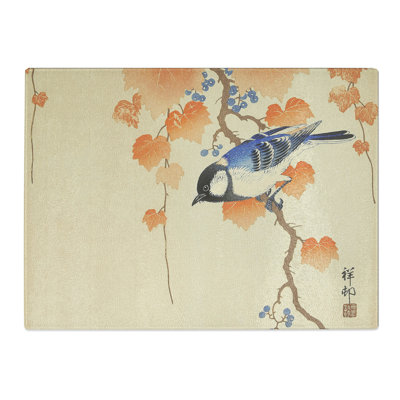 Great Tit On A Paulownia Branch By Ohara Koson  Glass Chopping Board