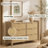 Rattan 6 Drawer Dresser for Bedroom, 47.2″ W Modern Wide Chest of Drawers, Wood Storage Organizer for Clothes, Entryway, Hallway, Nursery or Living Room, Oak
