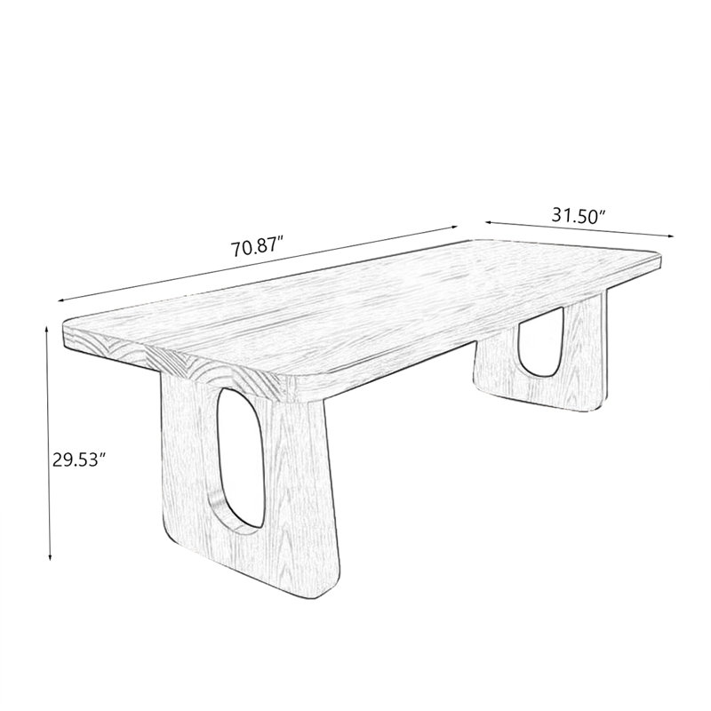 Bureau rectangulaire brun en bois massif, H 29,5 po x l 70,8 po x P 31,5 po