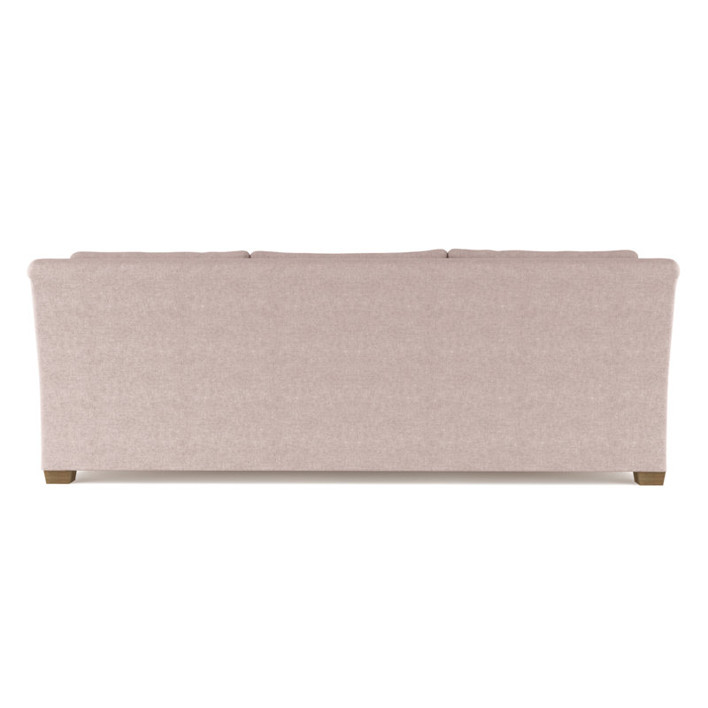 Thompson Rolled Slope-Arm Sofa, 32" H x 96" W x 41" D, Plush Velvet Blush, Weathered