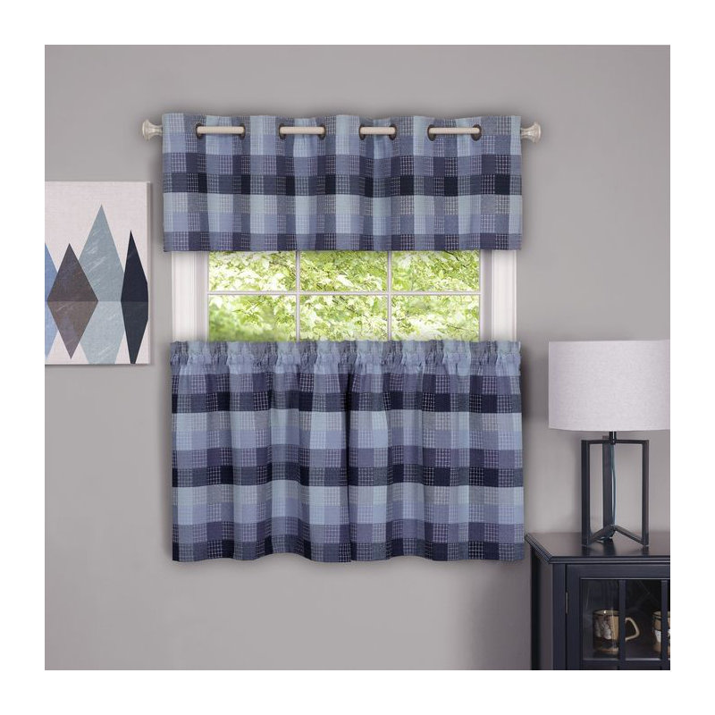 Adoxa Sheer Curtain, Blue, 24" W x 57" L