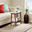 Retro Artificial Rock Slab Side Table,Stylish End Table With Storage Shelf