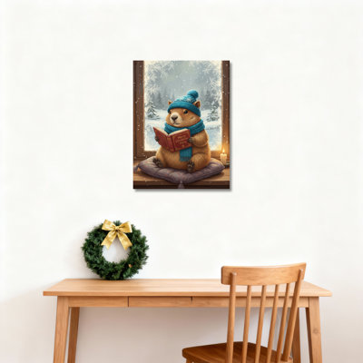 Art mural sur toile écureuil lisant l'hiver