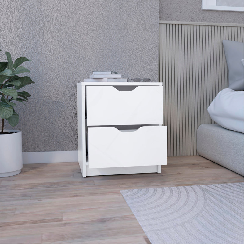 Table de chevet double H 19 po, table de chevet double, blanc, Blanc