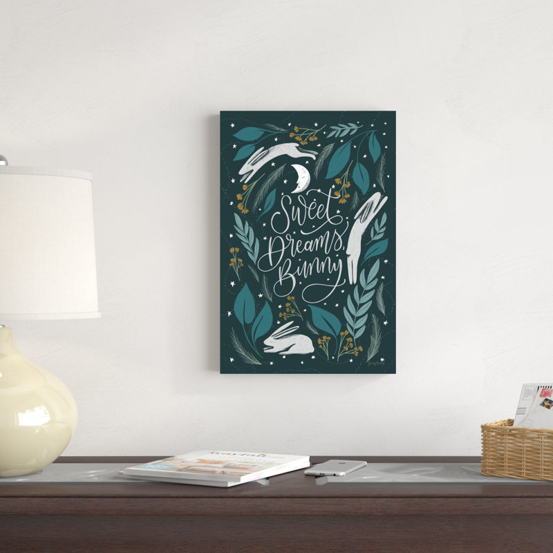 «Sweet Dreams Bunny II» par Becky Thorns, impression sur supports mixtes, H 30 po x l 20 po, Non, Cadre simple noir