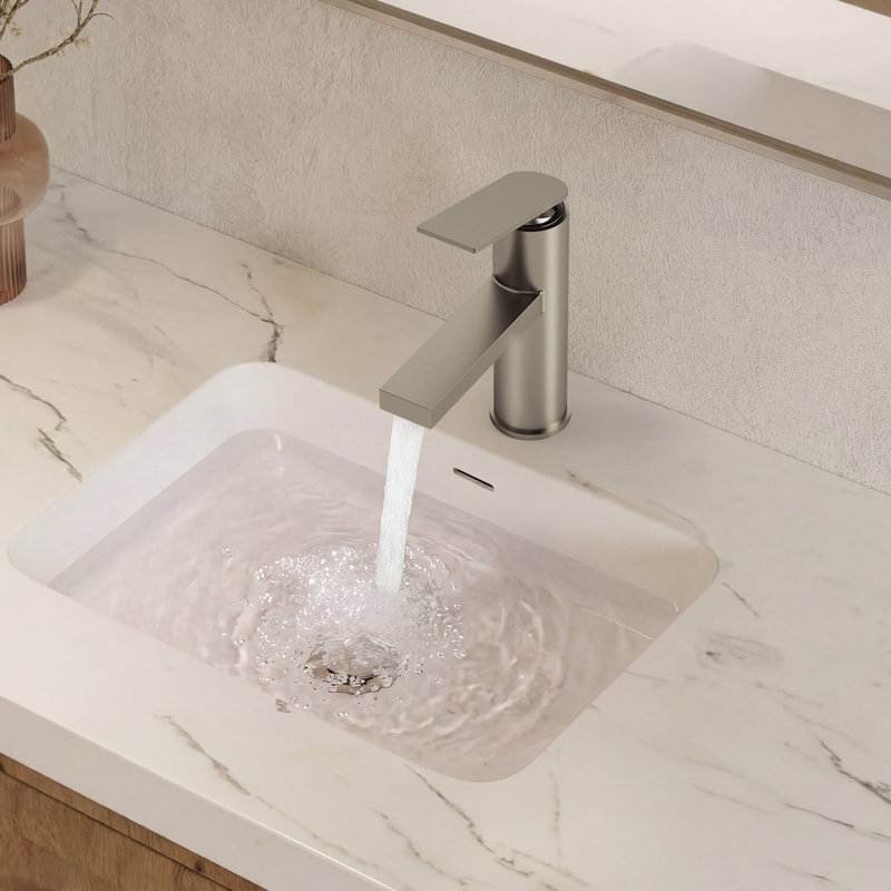 Single Hole Bathroom Faucet, Single Handle Bathroom Sink Faucet with Drain Assembly, Brushed Nickel