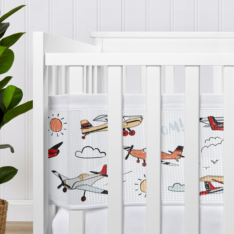 Avion rouge et bleu Sweet Jojo Designs + coussin respirant respirant pour bébé