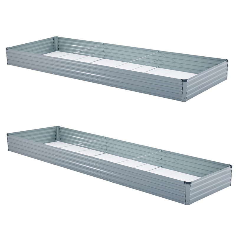 Lafayette Rectangular Galvanized Metal Raised Garden Bed, 12" H x 144" W x 48" D, Gray