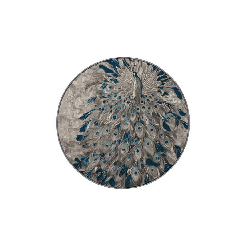 Tapis gris soyeux et moelleux, Rond 5 pi