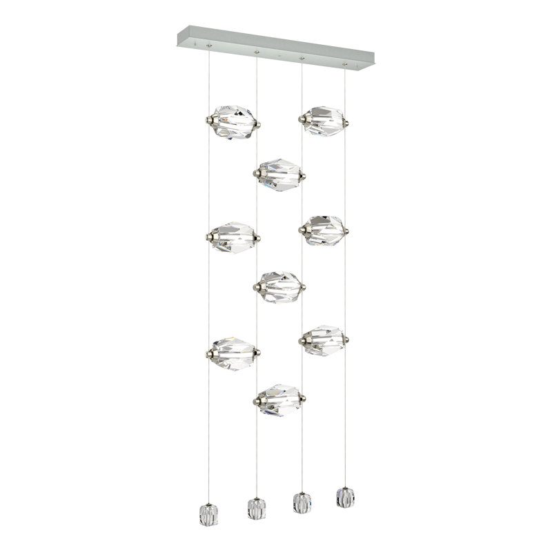 Gatsby 9 - Light Kitchen Island Geometric LED Pendant, Vintage Platinum, White