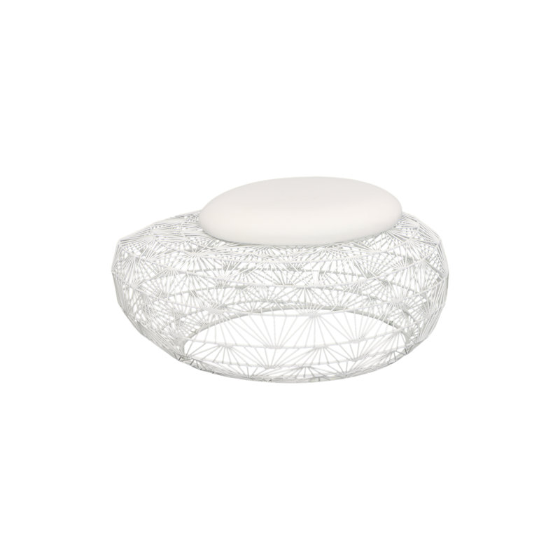 Tabouret en grillage métallique avec coussin