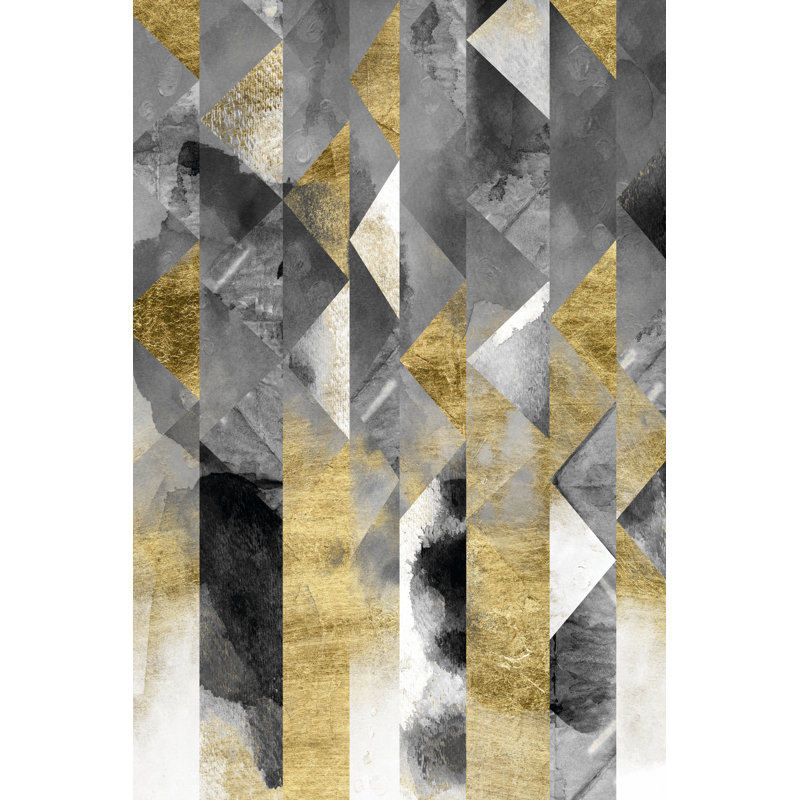 Gilt Reflections I by Chariklia Zarris - Painting Print, 91cm H x 61cm W, Black Floater Framed