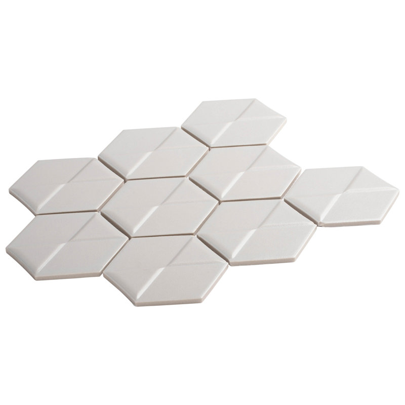 Albin Pinetta 3 po x 4 po Carreau de mosaïque mural en porcelaine, Gris