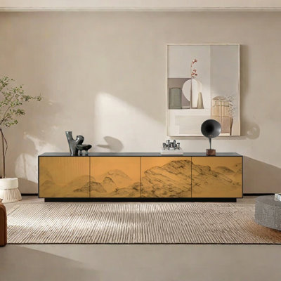 Natural Pine TV Stand with Ample Storage