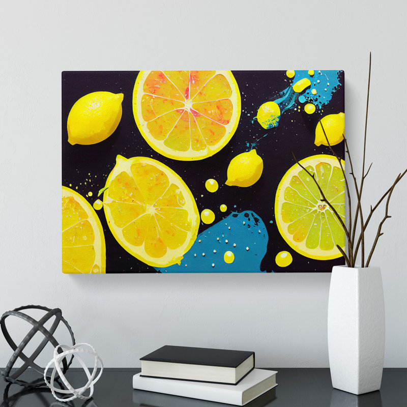 Lemon Fruit Splash Vol.2 Abstract - Wrapped Canvas Print, 35cm H x 50cm W x 3cm D