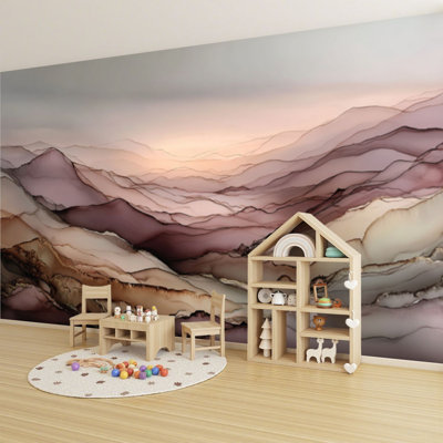 Papier peint adhésif auto-adhésif moderne pour la chambre à coucher Peel and Stick L 69 po x l 96 po - avec aquarelle lavande sombre