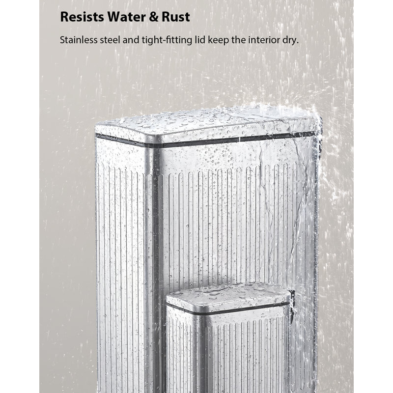 Stainless Steel Roman Emboss Trash Can Combo, 13 Gallon with Lid & 1.6 Gallon Trash Can Soft Close, Removable Inner Buckets, for Kitchen Bathroom Office, Silver