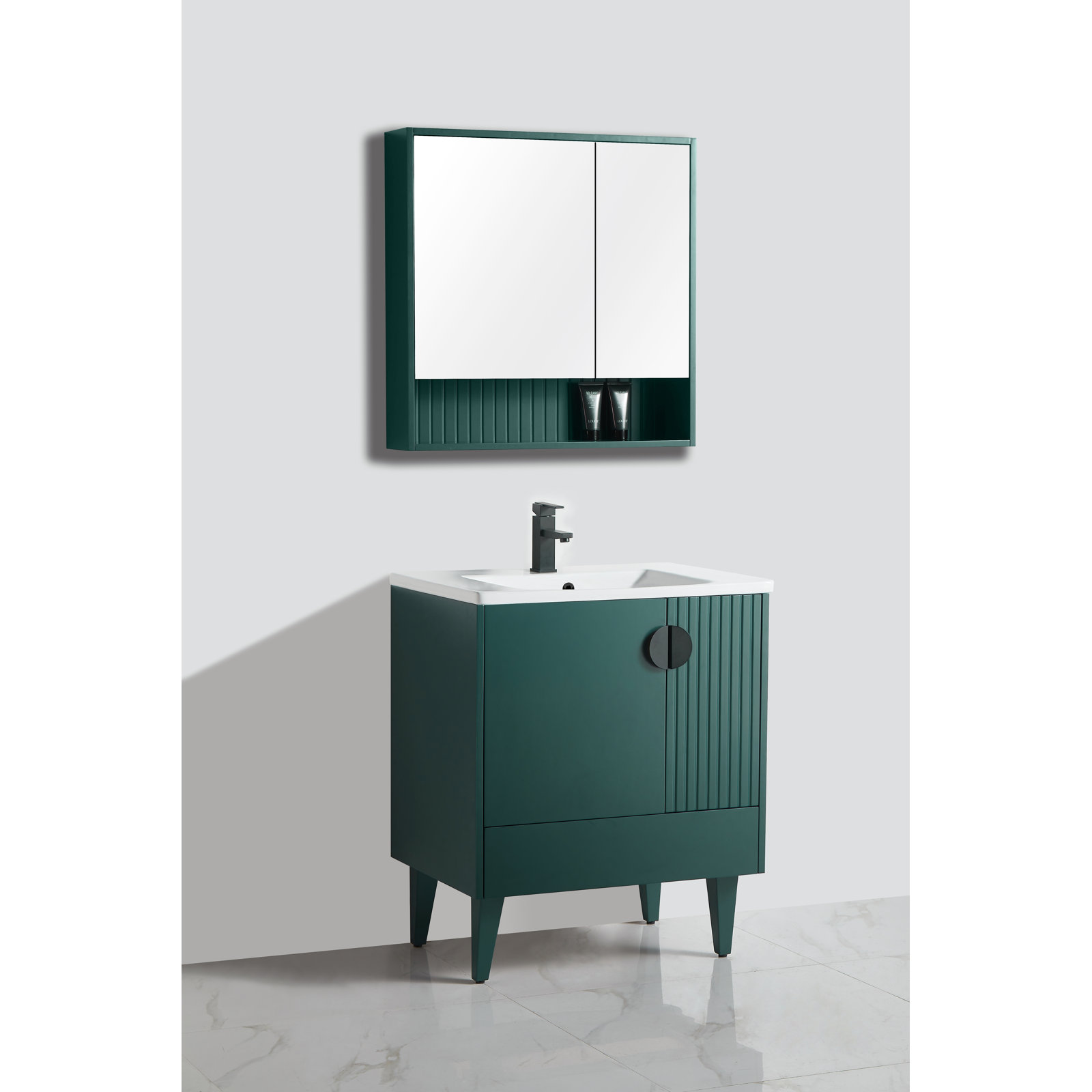 Saimah 30'' Single Bathroom Vanity, Green, Black