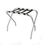 Chrome Folding Luggage Rack and Suitcase Stand - Durable Folding Bag Holder with Black Nylon Straps
