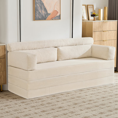 5-In-1 Convertible Sofa Bed, 60" Boneless Couch For Living Room Bedroom Apartment