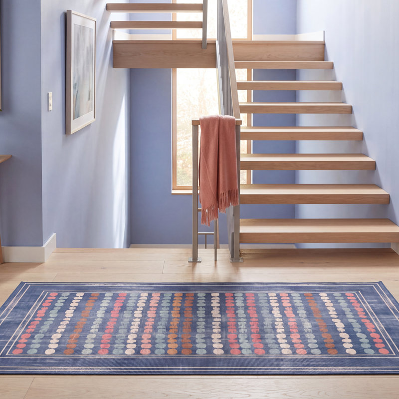 Tapis Osgood moderne à rayures effet pinceau, turquoise, rose et crème, lavable à la machine, antidérapant, à poils courts, pour l'intérieur et l'extérieur, adapté aux animaux domestiques, idéal pour le salon, la chambre, la salle à manger, l'entrée, le corridor ou le bureau.