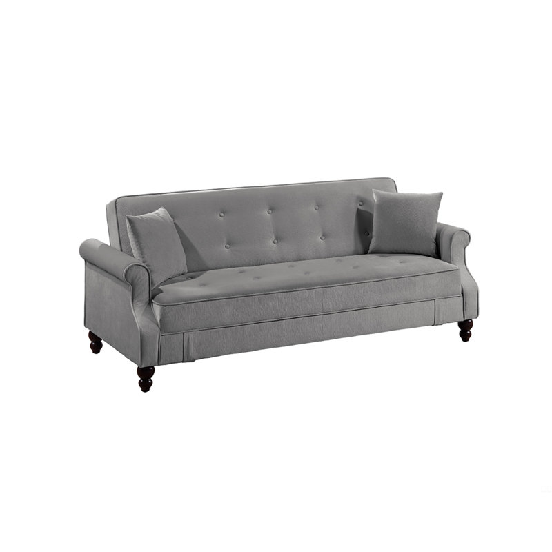 Canapé ajustable Canapé en tissu gris brûlé avec rangement et peluche, Gris