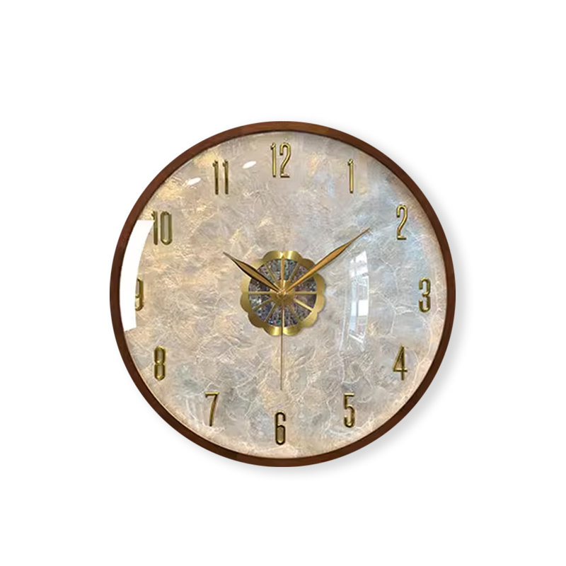White Seashell Solid Wood Round Wall Clocks, 15.75" x 15.75"