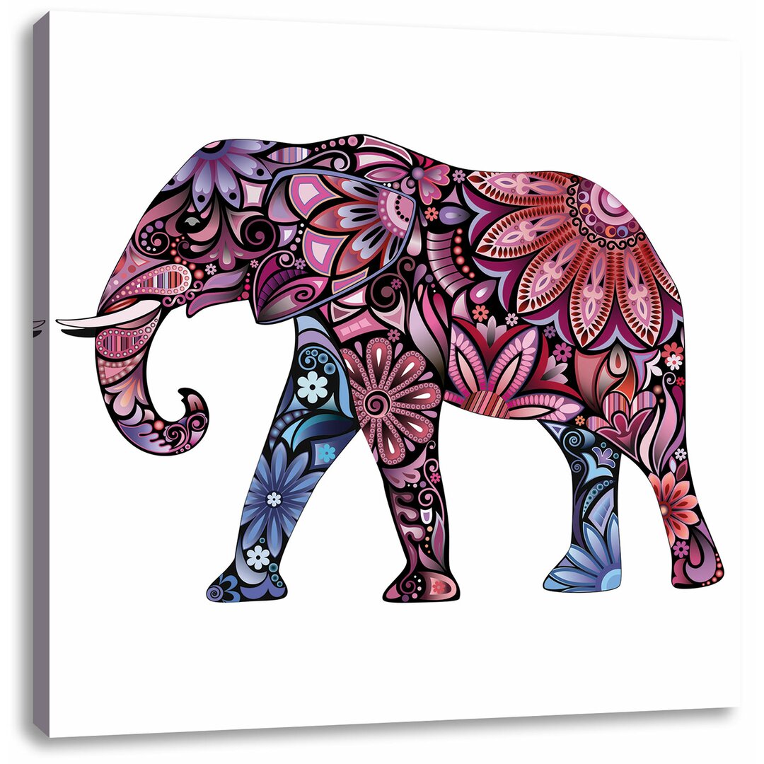 Leinwandbild Elefant mit Ornamenten