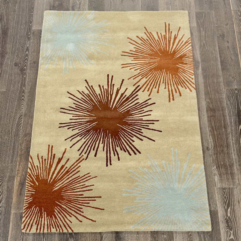 Tapis abstrait en laine touffeté à la main à motif abstrait multicolore Ailey, 8 pi x 10 pi