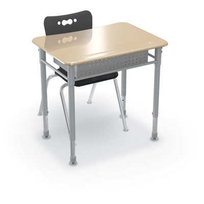 Astute Hard Plastic Adjustable Height Open Front School Student Collaborative Desk with Metal Book Box