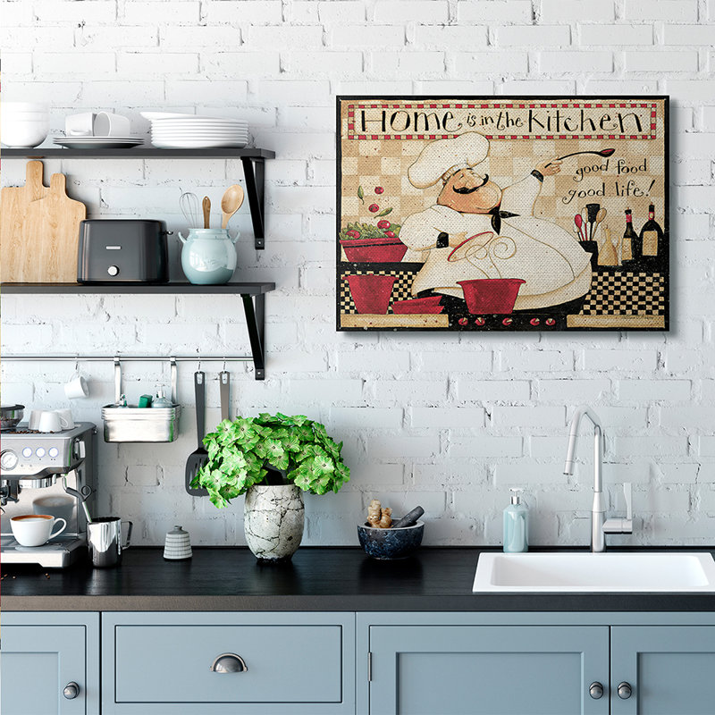 "Home is the Kitchen", charmante œuvre d'art rétro sur toile XXL par Dan DiPaolo, H 30 po x l 40 po x 1,5 po, Toile tendue