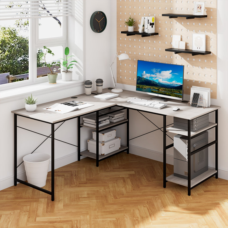 Sera L-Shaped Computer Desk, Gray