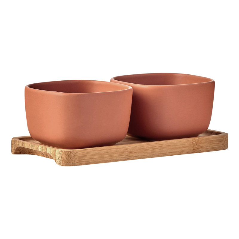 Share Square Bowls, Orange/Brown
