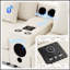 Canapé modulaire en velours côtelé avec haut-parleurs Bluetooth et console, canapé en forme de L pour la vie moderne-423076956