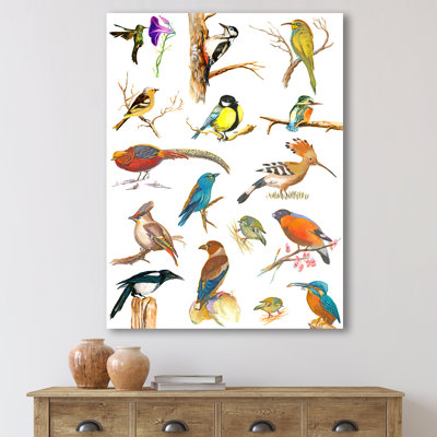 «Vibrant Coloured Birds Plancard», reproduction sur toile