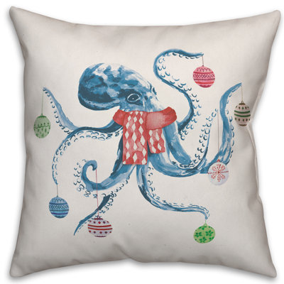  Octopus Christmas Tree Throw Pillow Cover